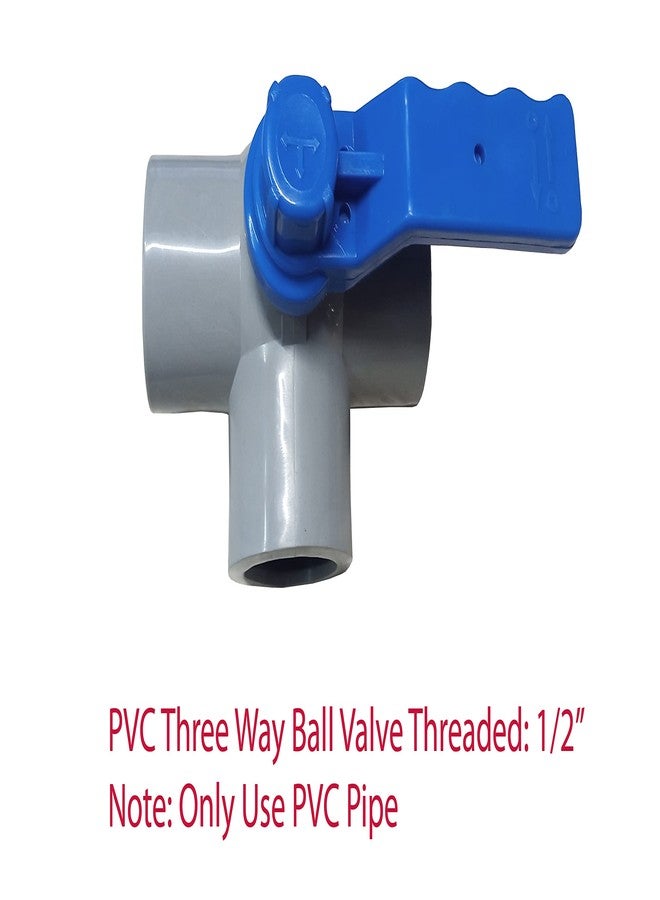 Droptech PVC Three Way Valve 1/2", (Threaded) Heavy PVC Ball Valve For Household, Agriculture and Industrial Purpose, Pack Of 1 - Image 3
